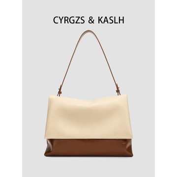 CYRGZS&KASLH2025新款真皮斜挎包女通勤大容量千層雪拼色托特包