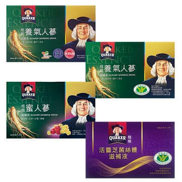 【QUAKER桂格】 蜜人蔘// 活靈芝菌絲體// 養氣人蔘（有糖/無糖）19入/盒