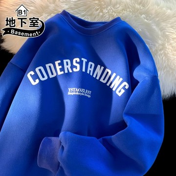 地下室B1-大學T 韓版英文COOER印刷長袖上衣 衛衣 男生衣服 加絨 大尺碼5XL【NL663071】