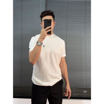 輕熟男士夏季高品質刺繡圓領短袖t恤韓版修身百搭半袖休閑T恤衫潮