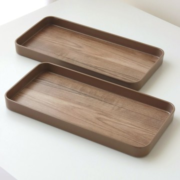 Just Home柚木紋美耐長形托盤2件組-30x15cm