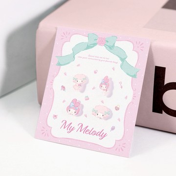 【STORY故事銀飾】My melody系列-美樂蒂造型耳環組-美樂蒂與彼安諾款