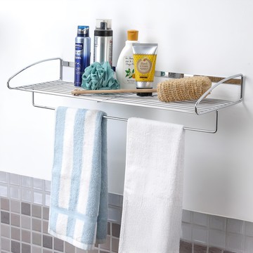 HomeMax 304不鏽鋼多用途毛巾置物架 線徑6mm耐用  60 x 23.5 x 13.5cm  銀色  1個