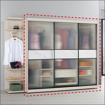 7尺鋁框滑門衣櫥 收納衣櫃 儲物衣帽間 玻璃櫃子 玻璃門衣櫥【149A0414】Leader傢居館149-A212+A213+A209