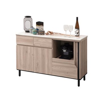 【唯熙傢俱】莉特淺灰橡色4尺石面餐櫃