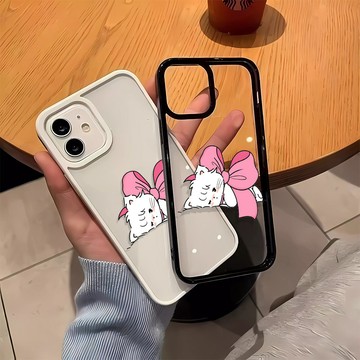 可愛小貓 蘋果手機殼 亞克力背板 iPhone16 卡通手機殼 15 14 13 12 11Pro Max 防摔保護殼