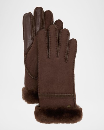 Seamed Touchscreen Shearling-Lined Gloves