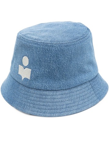 ISABEL MARANT - logo-embroidered denim bucket hat - unisex - Cotton/Cotton/Polyester - 59 - Blue