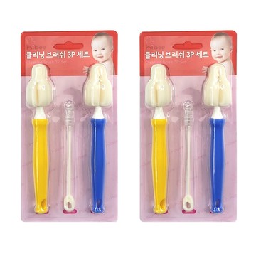 正韓 hibee - 各類杯蓋/杯子/水壺縫隙/奶嘴/奶瓶 海綿萬用刷+吸管刷3入組 (海洋藍+星星黃)-HFB007BY2 (...