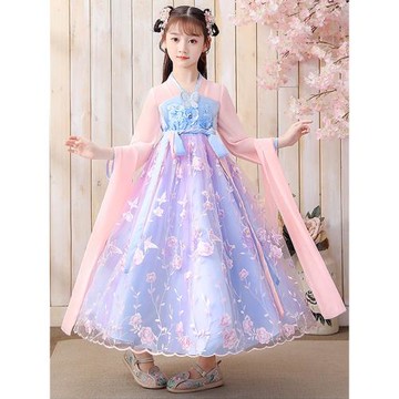 漢服女童春秋連衣裙2026新款中國風兒童長袖古裝公主裙唐裝襦裙子