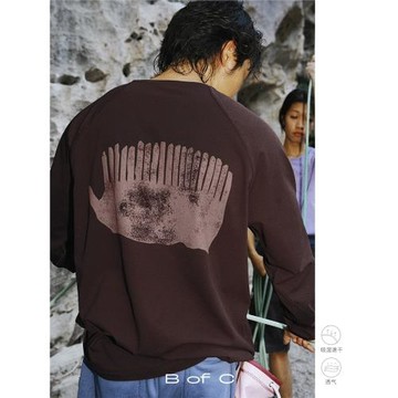 CryingCenter聯名BOFC吸濕速干透氣散邊長袖做舊攀巖手印花T中性