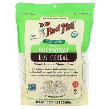 Bob's Red Mill, 有機奶香味蕎麥熱麥片，全穀物，18 盎司（510 克）