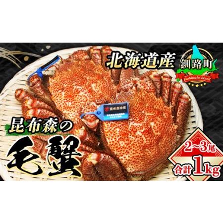 ふるさと納税 ＼先行予約／ 北海道 昆布森 毛蟹（毛ガニ） (2〜3尾 合計 1kg)＜出荷時期 2024年3月から出荷予定＞ ズワイガニ タラバガニ と並ぶ.. 北海道釧路町