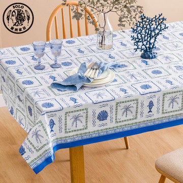 【SOLO歐洲家居】LCW Home 140x180cm 地中海海岸風防水餐桌布 防水又耐污