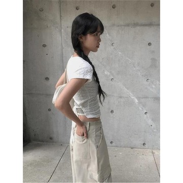 Codibook｜韓國 anyonemore 圓領露背綁帶短袖T恤［預購］短袖上衣 T恤 女裝