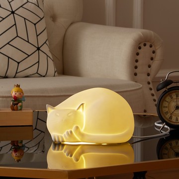 臺燈少女心夜燈創意陶瓷貓咪燈簡約現代民宿風裝飾臥室床頭燈