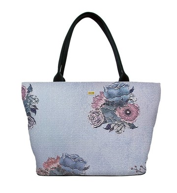 肩背托特包 大容量 / 防潑水 平織緹花 紫幽