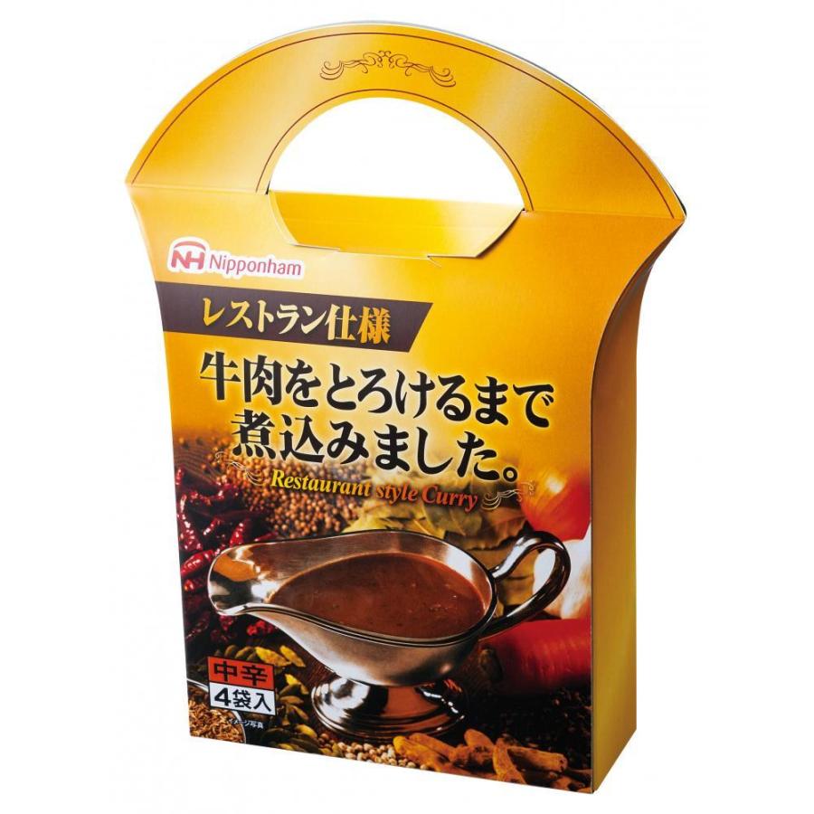 ケース販売のみ・２０箱単位でご注文下さい　日本ハム　レストラン仕様カレー中辛４袋　　・送料無料　・粗品 販促品に最適！