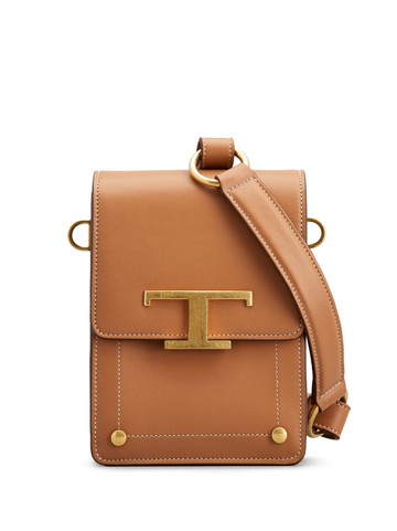 Tod's - logo-plaque leather crossbody bag - women - Leather - One Size - Neutrals
