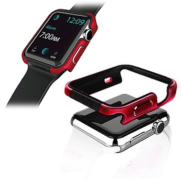 Apple Watch 42mm 鋁合金雙料保護殼 保護邊框(野性紅)