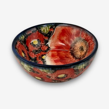 波蘭手繪手工陶-醬料碗 9cm 赤霞花語系列