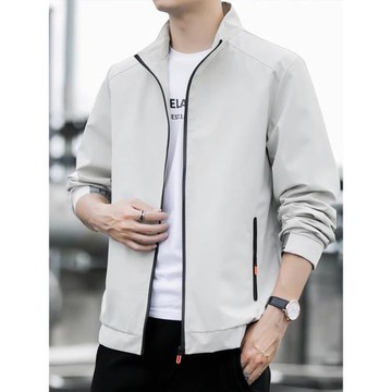 2025年春秋季立領夾克男士休閑外套秋冬加絨寬松修身青年潮流褂子