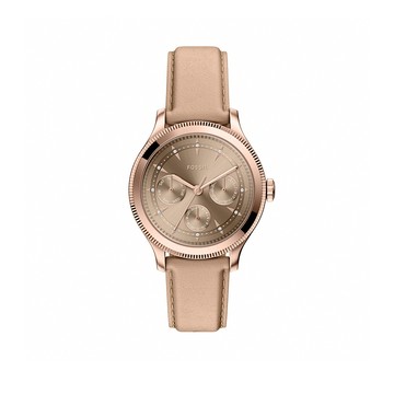 Brynn 簡約金棕三眼女錶 裸色真皮錶帶 38 MM BQW8044