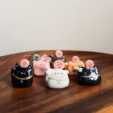 招愛貓與他的朋友們 軟陶擺飾