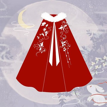 【優選好物】梨花閣亭原創【望月】漢服女雙麵刺繡披風鬥篷加絨加厚中長款鞦鼕jioyh LNFE