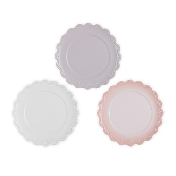 LE CREUSET -永恆花蕾系列瓷器圓盤 27cm (棉花白/柔粉紫/貝殼粉)