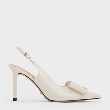 LU 漆皮蝴蝶結裸跟鞋