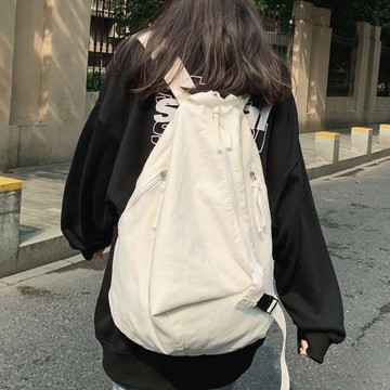 帆布雙肩包女生書包大學生ins風大容量2025新款時尚小眾旅行背包
