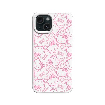 iPhone 15 SolidX 白 - 三麗鷗-Hello Kitty - 粉紅愛心