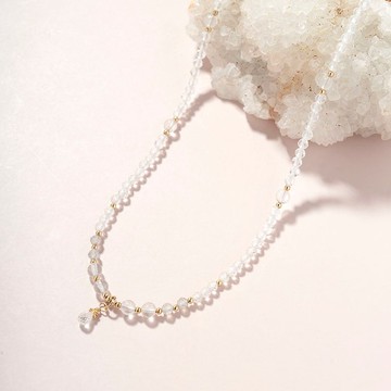 白水晶14K包金項圈項鍊 禮物