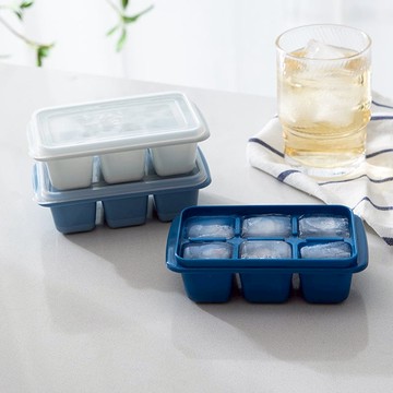 軟底防異味密封式6格製冰盒附蓋(莫蘭迪藍3色)-9入 天空藍