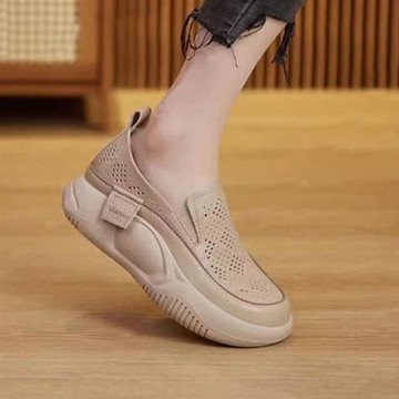 【Alice】韓國團隊設計圓頭素面運動休閒鞋(彈力耐磨/穆勒/瑪麗珍/防水)卡其色