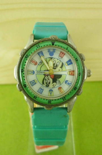 【震撼精品百貨】米奇/米妮 Micky Mouse 手錶-米奇米妮大頭圖案-綠色錶帶 震撼日式精品百貨