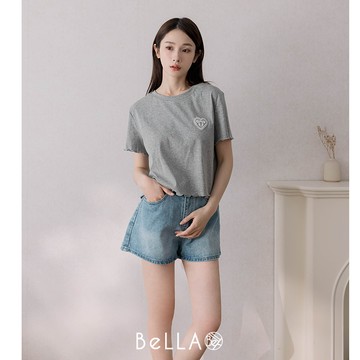 【初夏新品】BeLLA 微甜感捲邊上衣 灰色