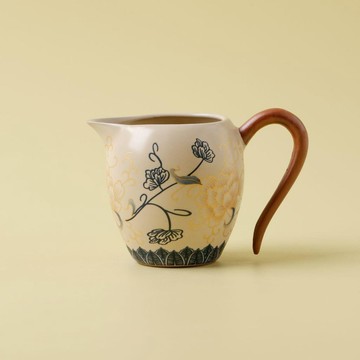 【茶品名】🍵公道杯 過濾 分茶器汝窯金蓮牡丹公道杯家用陶瓷大號茶海功夫茶具分茶器防燙專用勻杯
