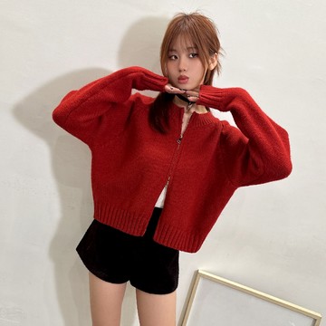 IN SHOP 雙拉鍊厚針織毛線外套-共4色【KT281102】