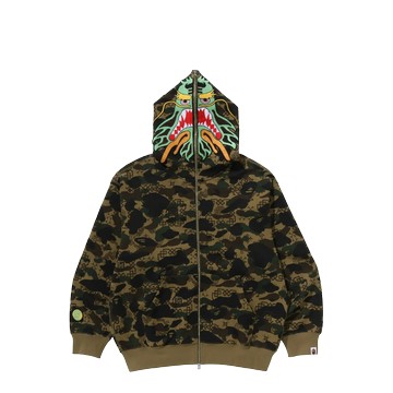 BAPE CLOT CAMO SHARK RELAXED FIT FULL ZIP HOODIE GREEN