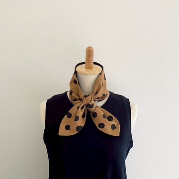 各種用途，圓點圖案，兼作頭巾的圍巾，日本製造，100% 棉，頸部冷卻器，髮帶，帶 2 個冰袋，棕色
