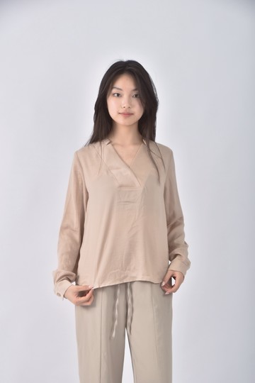 (M) kodzV領黃色長袖上衣