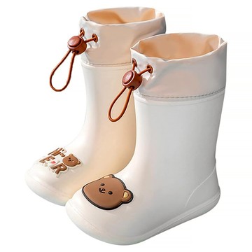 兒童款萌趣可愛雨鞋  米白小熊  L