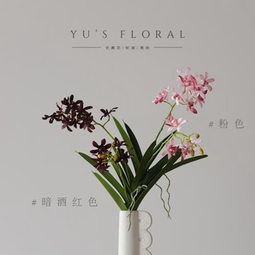 仿真花千代蘭暗酒紅色假花蘭花陳列家居裝飾室內攝影道具擺件陳設