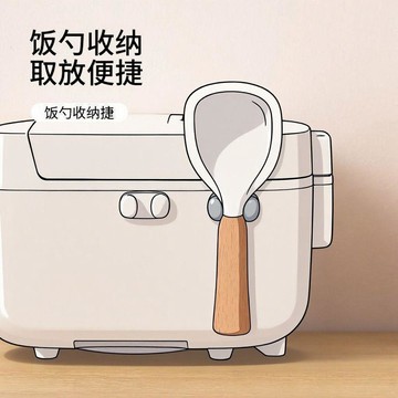 小店上新🥭粘貼飯勺收納電飯煲壁掛米飯神器勺子放置廚房粘飯置物架硅膠掛鉤QT