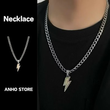 【ANHO】現貨在台/美式/滿鑽/閃電/古巴/古巴鍊/項鍊/嘻哈/街頭