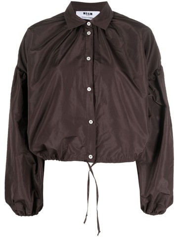 MSGM - puff-sleeve satin blouse - women - Polyester - 44 - Brown