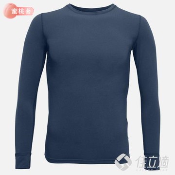 佳立適-升溫蓄熱保暖衣-石墨烯系列-蜜桃著素面-男圓領-藍色(採用3M吸濕快排)