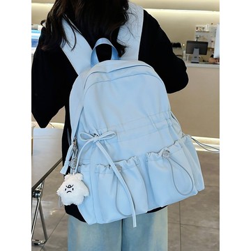 特價💡2026馬卡龍色雙肩大容量書包女初中生可愛蝴蝶結高中生背包女 背包  後背包 雙肩包 書包 輕量化背包 FELE